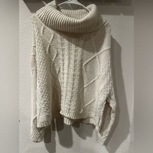 Miracle Cream Cable Knit Cowl Sweater
